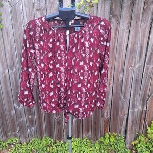 Women's Burgundy Patterned Top